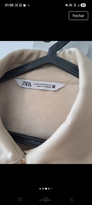 Camiseiro ecopele Zara bege xs