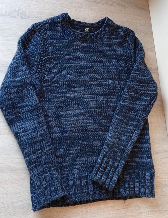 Granatowy wełniany sweter , H&M, rozmiar S