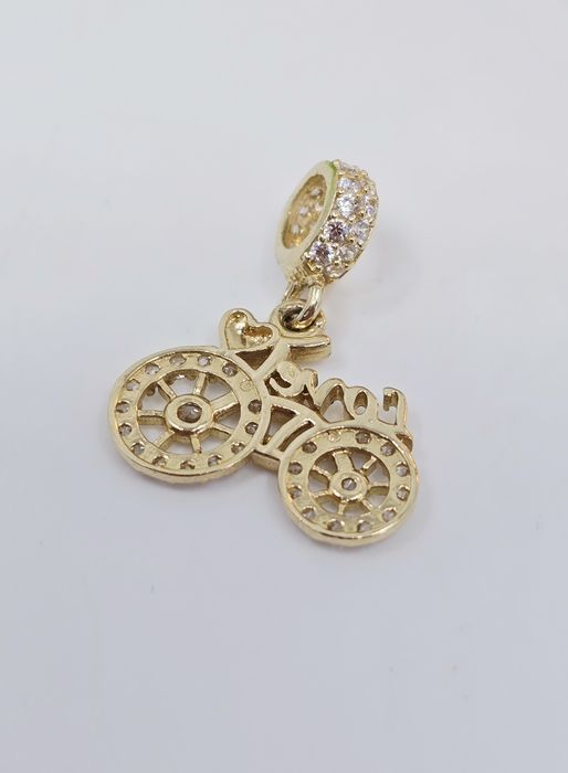 Złoty charms wiszący rower próba 585 14k