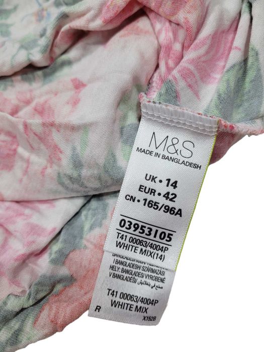 Krótka narzutka wzór kolorowe kwiaty 42,XL Marks&Spencer plus size