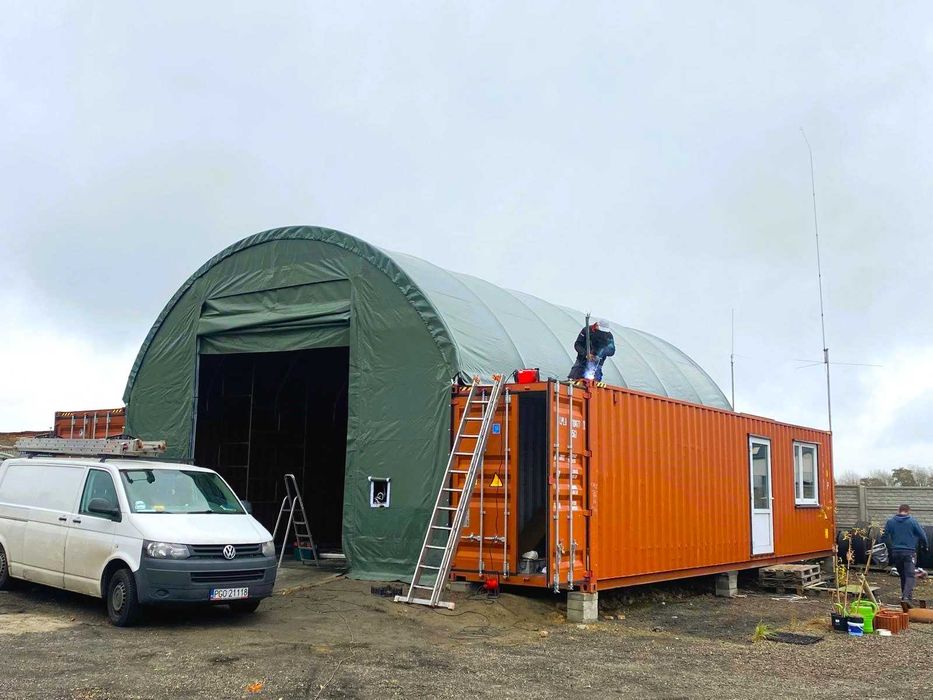 Zadaszenie Kontenerowe 8x6m Lato/ Zima (wiata tunelowa, magazyn)