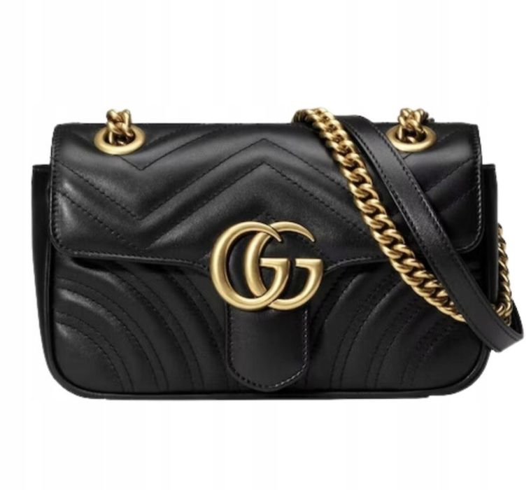 GUCCI Skórzana czarna torebka Marmont
