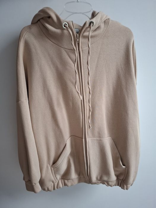 Bluza damska z kapturem oversize beżow ocieplana z misiem Me Gusta UNI