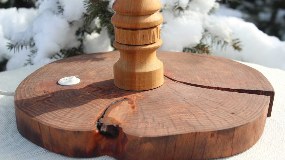 Настільна лампа / Торшер із натурального дерева