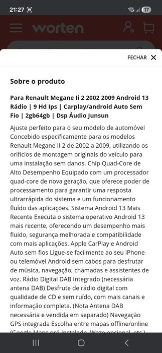 Rádio com Bluetooth  android