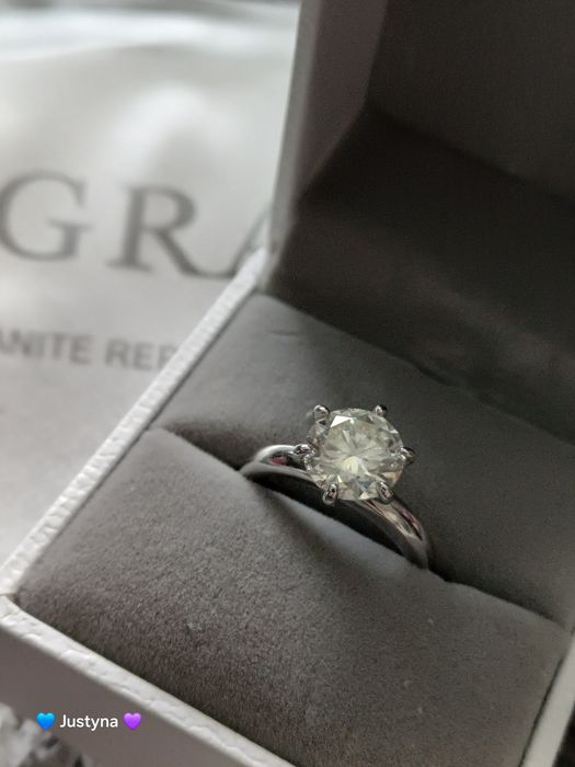 Piękny nowy pierścionek z moissanitem GRA 2ct • srebro 925