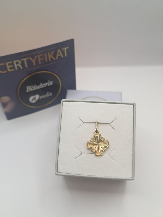 Złoty duży krzyż benedyktyński żółte złoto pr 585