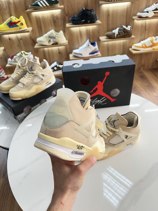 Кросівки Nike Air Jordan 4 x Off-White Sail Beige Logo