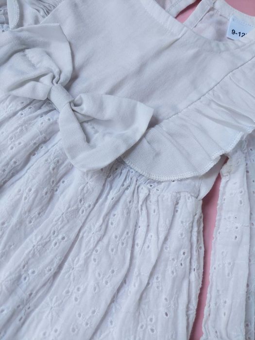 Sukienka niemowlęca z kokardą, długi rękaw, r. 9-12 m