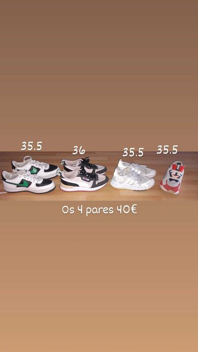 Vendo 4 pares de tenis em estado razoavel, vendo os 4.