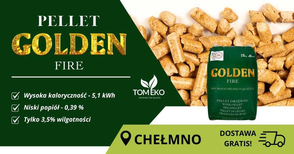 Pellet GOLDEN FIRE 6mm Certyfikowany A1 EN PLUS, Dostawa Gratis