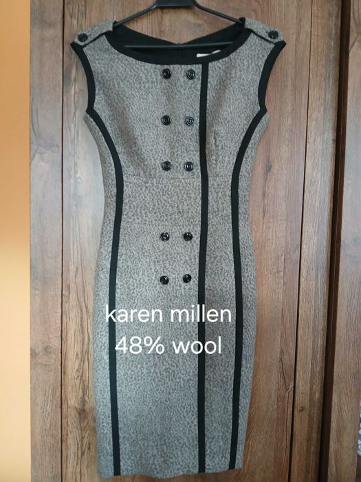 Karen Millen elegancka sukienka/princeska r.34/XS z 48% wool