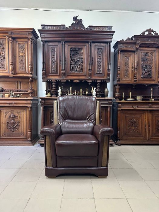 Комплект шкіряний диван крісло дерево  кожа 3361