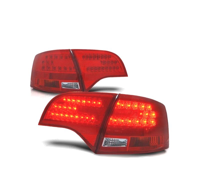 FAROLINS TRASEIROS LED PARA AUDI A4 B7 AVANT VERMELHO CROMADO