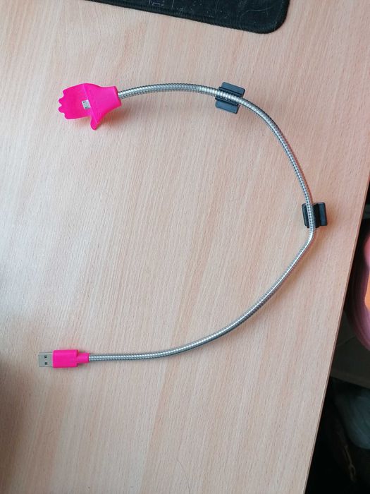Sztywny, elastyczny kabel do ładowania microUSB z uchwytem, stojakiem