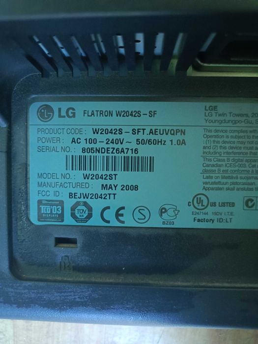 Monitor LG W2042ST