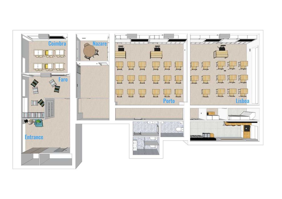 Salas para workshops, formações, eventos de grupo, aulas particulares