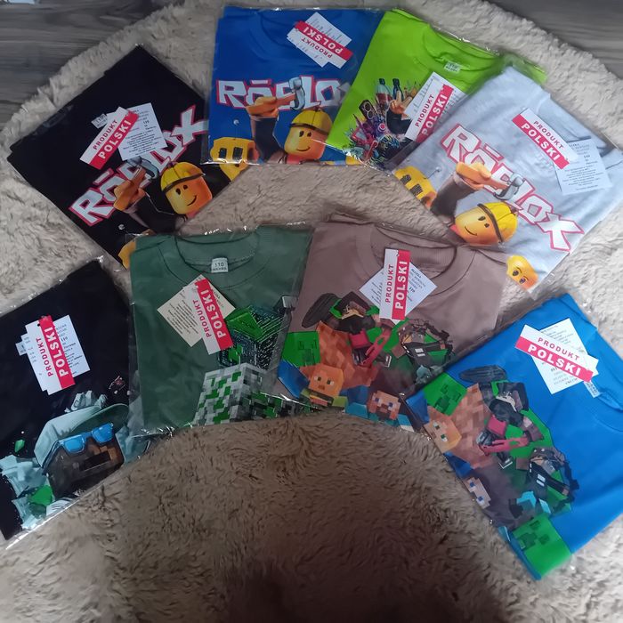 Koszulka krótki rękaw monecraft , roblox , bmw, audi wojan 104-164