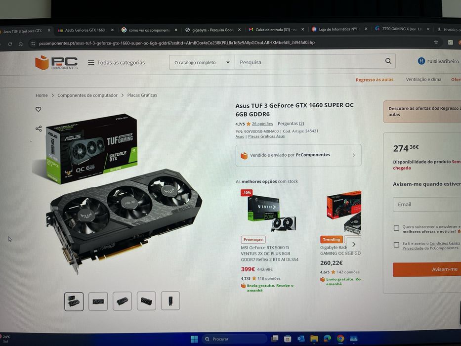 Placa gráfica Asus TUF 3 GeForce GTX 1660 SUPER OC 6GB GDDR6