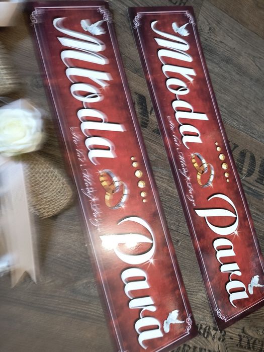 Dekoracja do auta slub 4 klamki i tablice