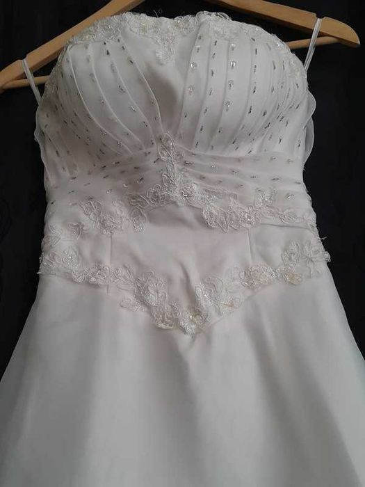 suknia ślubna śmietanowa XS/S/M-vintage+welon