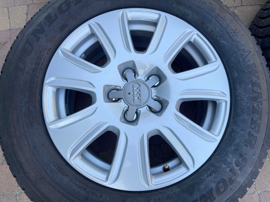 4138. Alufelgi 16" koła zimowe Audi Q3 oryginalne 5x112 ET33 215/65/16 Dunlop 8.8mm