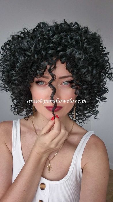 Peruka czarna afro loki włosy jak naturalne na co dzień Nelly