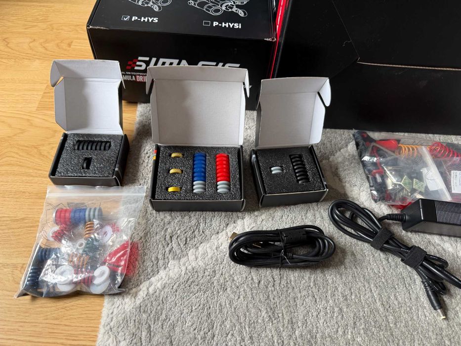 Pedais Simagic P1000-RS + 3x P-HPR Vibration + Power Supply + Elastomers