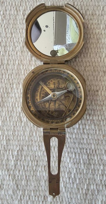 Bússola de navegação vintage Stanley London em latão, estilo Brunton.