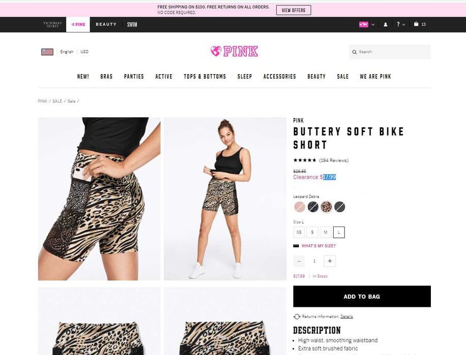 Шорти велосипедки Victoria's Secret, р. L, оригінал із США