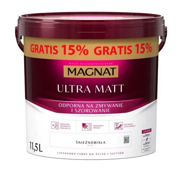 Farba Magnat Ultra Matt biała 11,5l 187zł