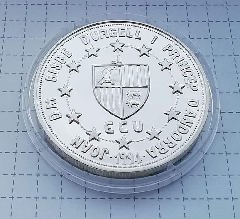 Андорра 10 дінерів 1994 р. СРІБЛО. ПРУФ. Petrus lll Митний союз ЄС.