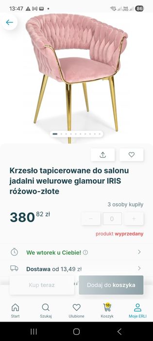 2 krzesła welurowe