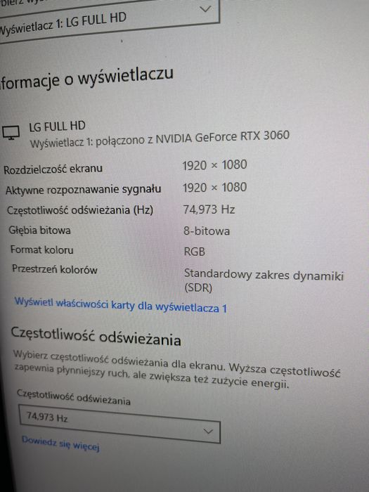 Ekran LG  24 cale 75 hz