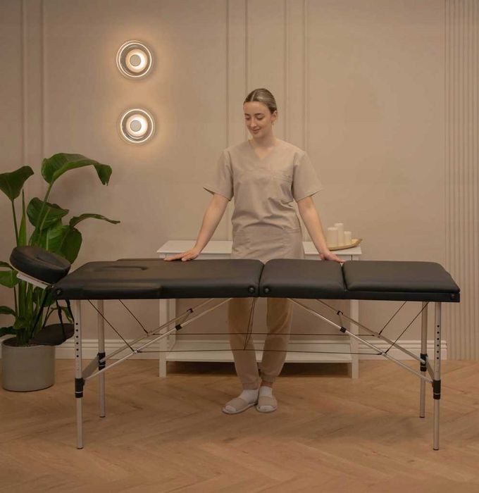 Stół do masażu składany aluminiowy czarny