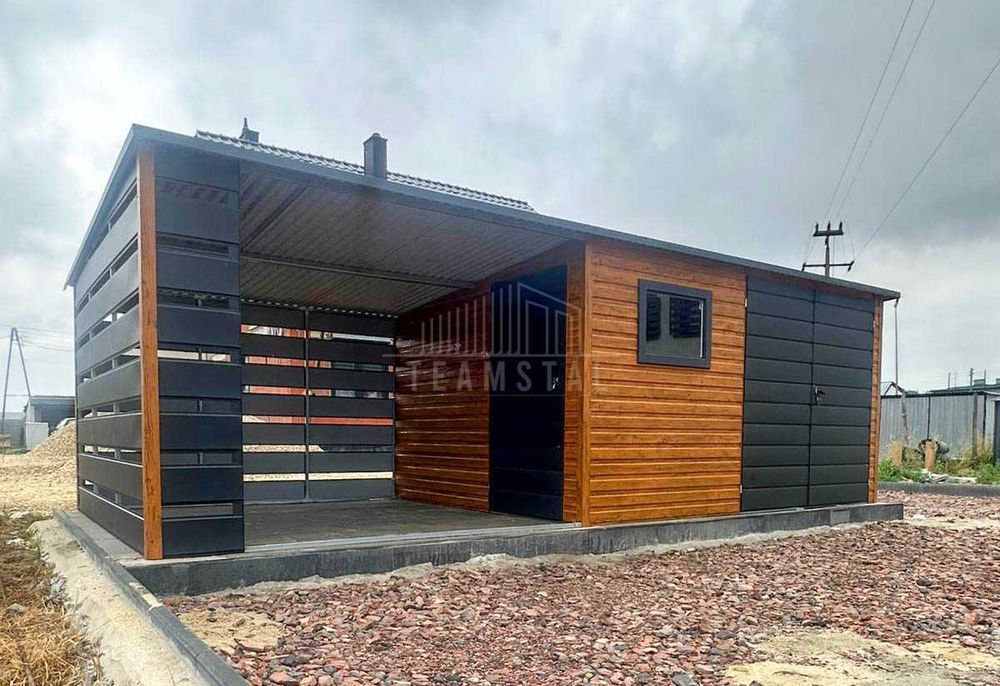 Schowek domek ogrodowy 3,8x2,5m wiata 3m drzwi okno dach TS1128