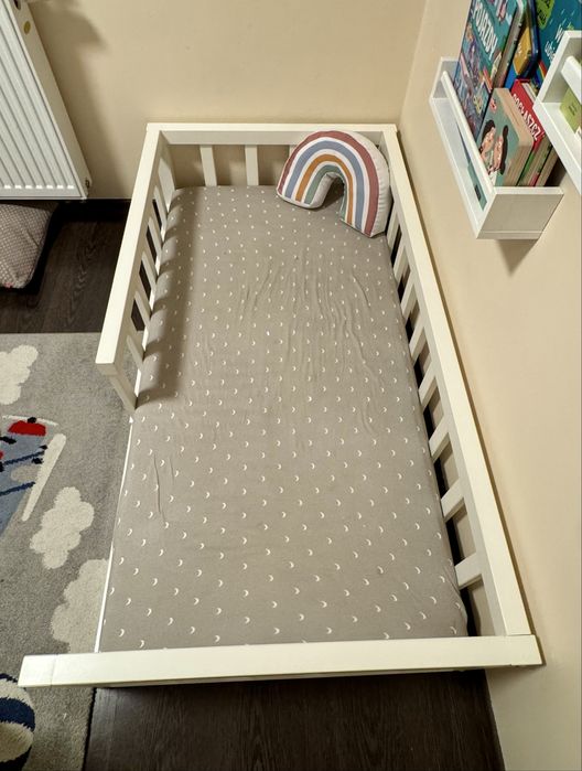 Łóżko drewniane białe 70x140