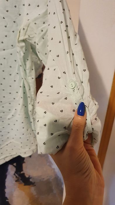 Miętowa koszula c&a w drobne kwiatuszki