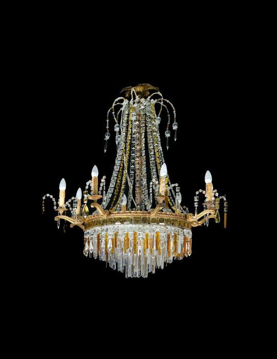 Lustre cristal bronze Art Deco Baccarat | século XIX