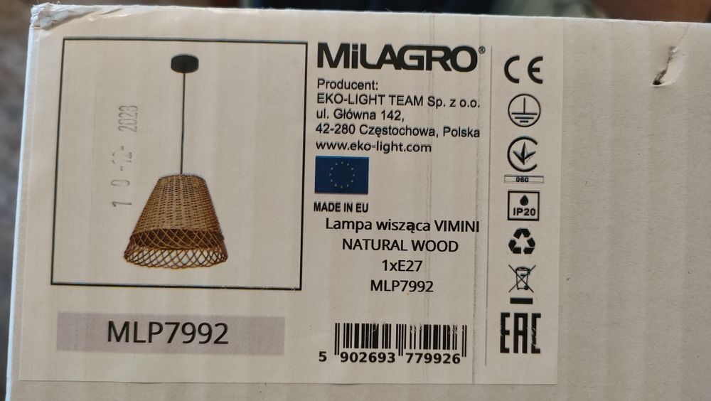 Nowa Lampa Wisząca MiLAGRO Vimini MLP7992 Natural Wood E27
