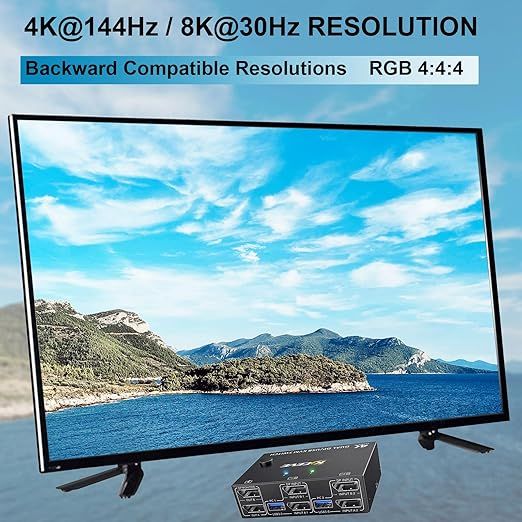 YOUTINGHDAV Przełącznik KVM DisplayPort 4K 144 Hz do 2 Monitorów
