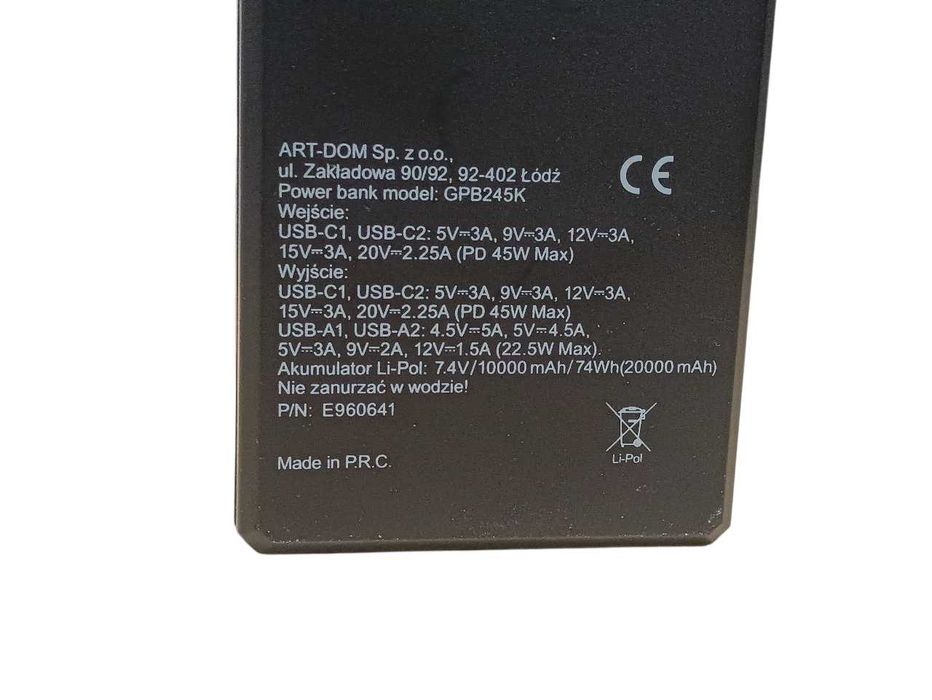 Powerbank XLINE GPB245K 20000 mAh 45W Czarny