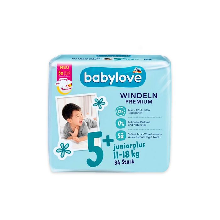 Підгузки, памперси  Babylove Premium 5+ (11-18 кг), 34 шт