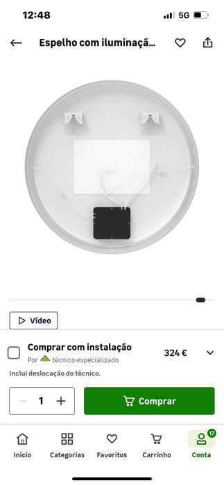 Espelho de 80 cm com led