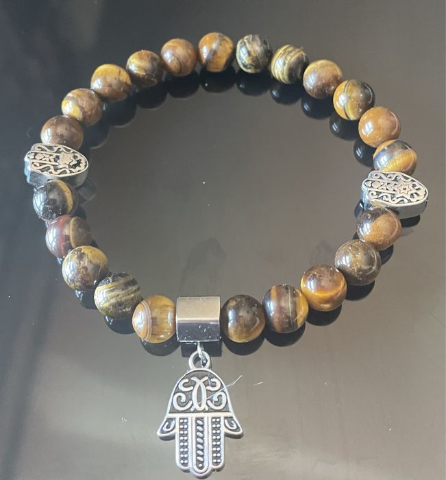 Pulseira Pedra Verdadeira Olho de Tigre