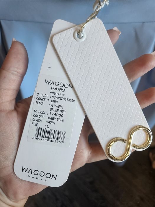 Голубая спідниця юбка-миди Waggon Paris со складками (размер L / 40) с бирками