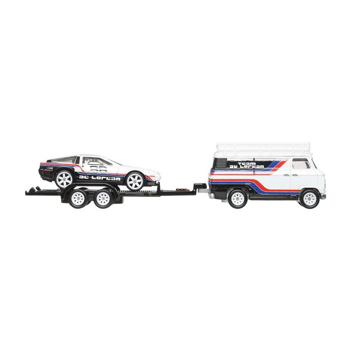 Hot Wheels Premium Team Transport DMC Delorean / HW Rally Hauler 1:64