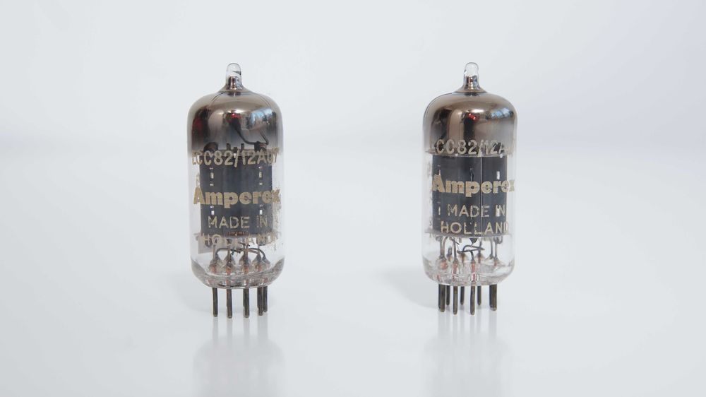 Valvo / Amperex ECC82 12AU7 1956 Long Plate D-Getter – rzadka para