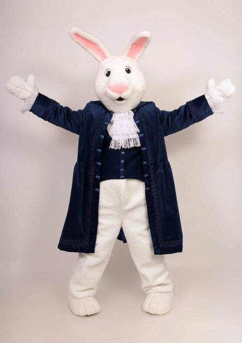 Ростовий костюм Заєць білий в одязі, виготовлення ростових ляльок
