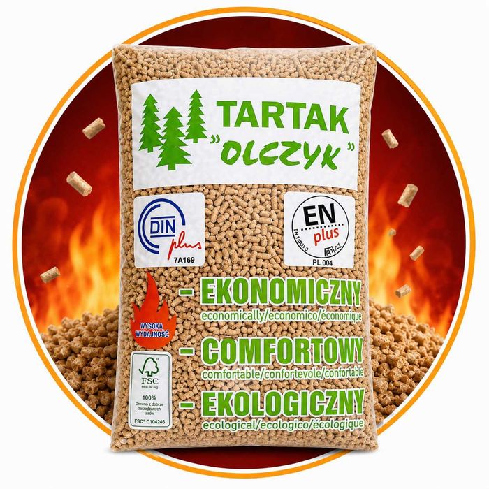 Pellet Olczyk Premium Palleta / Wysoka jakość opałowa Ceryfikat A1 /